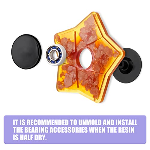 NiArt Fidget Spinner Silicone Resin Mold Kit, 5 Molds, 10 Bearings Set - size: 5 Molds (B) + 10 BLACK Bearings