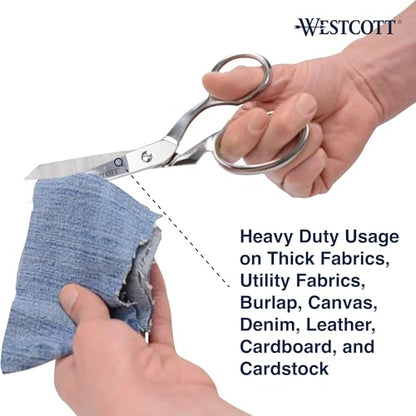 Westcott 8-Inch Forged Heavy Duty Bent Fabric Scissors, Precision-Ground Knife-Edge Blades for Seamless Cutting, Perfect for Sewing, Crafts, and Office - size: 8-Inch Bent