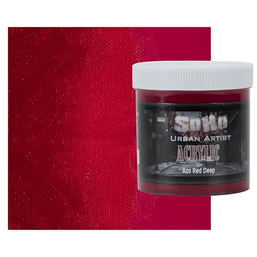 Soho Urban Artist Heavy Body Acrylic Paint - 500 ml Jar - Azo Red Deep - Thick, Rich Color, Excellent Coverage, Professional Quality - Artists Acrylic Paint - color: Azo Red Deep, size: 16.91 Fl Oz (Pack of 1)
