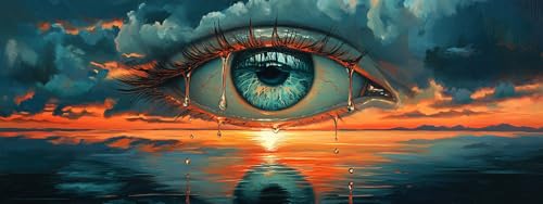 Bimkole Large Diamond Art Kits for Adults Eye, Full Drill 5D DIY Rhinestone Embroidery Set Paint with Diamonds Art Sunset by Number Kits Cross Stitch Home Wall Craft Decoration 31.5x11.81 Inch - color: eye
