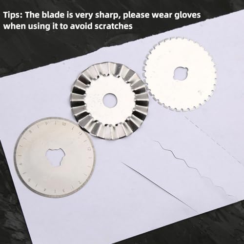 10pack Rotary Cutter Blades for Fabric, 45mm/1.77inch Circle Edge Rotary Replacement Blades with Plastic Box Rotary Knife Quilting Supplies for Arts Crafts Scrapbooking Sewing Cutting Paper - color: round edge - 10pack
