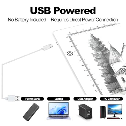 A4 LED Copy Board Tracing Light Box, USB Power LED Trace Light Pad - color: A4-21C-white