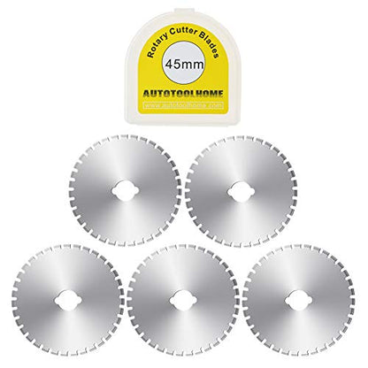 AUTOTOOLHOME 45mm Perforation Rotary Cutter Blades, 5PCS Skip Stitch Blades | Skip-stitch Rotary Blades for Perforating Paper and Fabric Edges for Crochet, Fleece Blankets and Crafts Perforator Tool