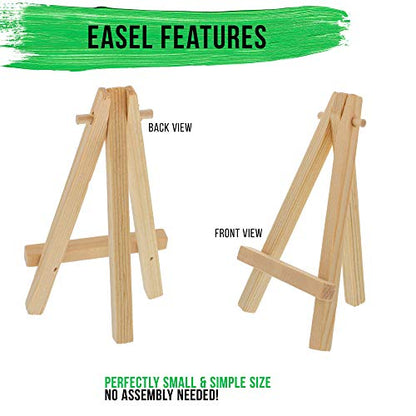 U.S. Art Supply 5" Mini Easel (24 Pack) - Natural Wooden A-Frame Tabletop Display Stand, Mini Easel Stand - Small Easels for Display, Small Canvases, Crafts, Business Cards, Signs, Photos, Gifts