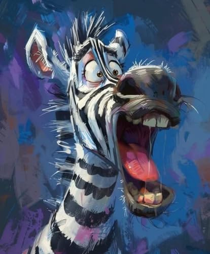 FunLynJoy Paint by Numbers for Adults Beginner, Funny Animals Paint by Numbers Funny Pet 16 x 20 Inch (Zebra) - color: Zebra