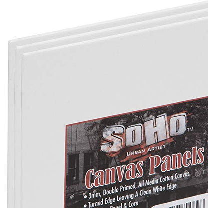 SoHo Artist Cotton Canvas All Media Panels - 6x12-3 Pack of Double Primed Cotton Acid-Free Panels Bonded Canvases for Paintings, Artwork and More - size: 6x12