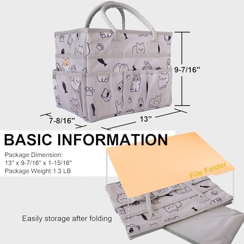 Cupohus Art Organizer Craft Storage Tote Bag with Pockets and Handles Pet - color: Pet Prints