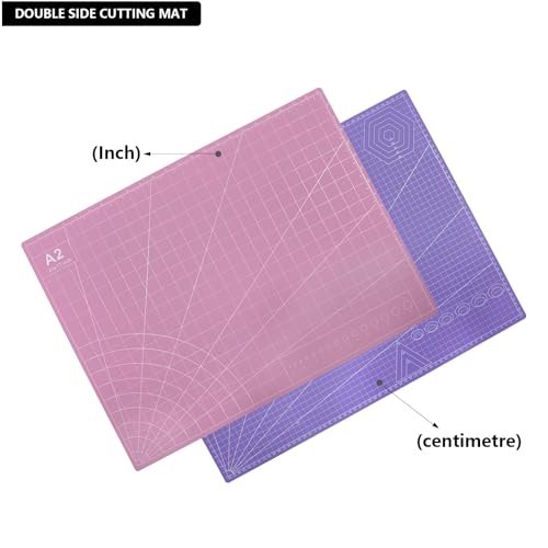23" x 17" Self Healing PVC Cutting Mat, A2-Pink or Purple | Large, Double Sided, Gridded Rotary Cutting Board, For Craft, Quilting, Fabric, Scrapbooking, Sewing - color: A2-Pink or Purple