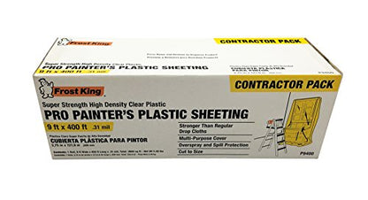 Frost King P9400 High Density Painter's Plastic Sheeting, 9' x 400' x .31 mil, Clear, Dispenser Pack - size: (Pack of 1)