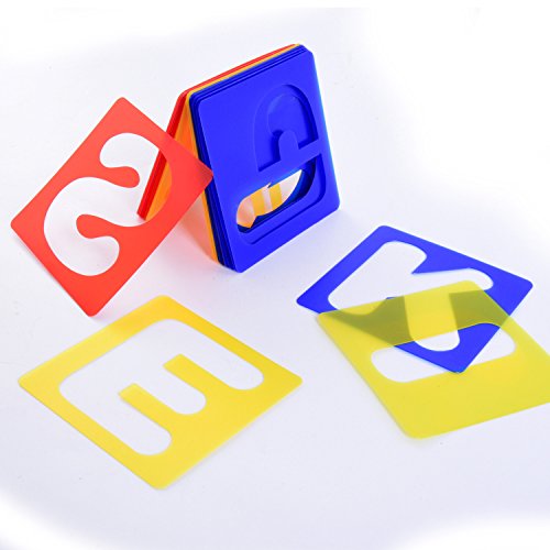 TecUnite 26 Pcs Alphabet Stencils Set, Plastic Letter Templates for Crafts | 4 x 4 Inches, Complete A-Z Letter Stencils for Painting, Reusable Letter Guides, Classroom Learning, Scrapbooking, DIY Decor - size: 4 x 4 Inches