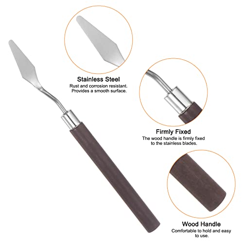 HARFINGTON 2pcs No.6 Palette Knives 12mm Width Stainless Steel Small Pointy Spatula Painting Pallet Knife with Wood Handle for Oil Acrylic Canvas Mixing Spreading, Red - size: 12mm