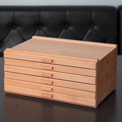 Falling in Art 6 Drawer Wooden Pastel Storage Box | Portable Organizer Box for Pastels, Pencils, Markers, Brushes and Art Supplies - size: 6-Drawer
