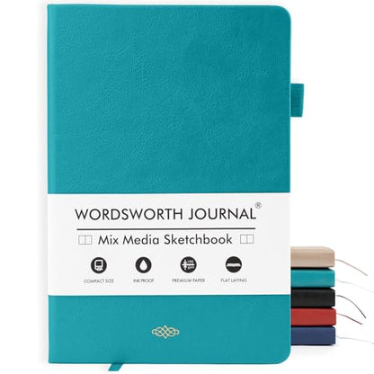 Wordsworth & Black Mixed Media Journal, 96 Pages, A5 Paper, Turquoise - color: Turquoise