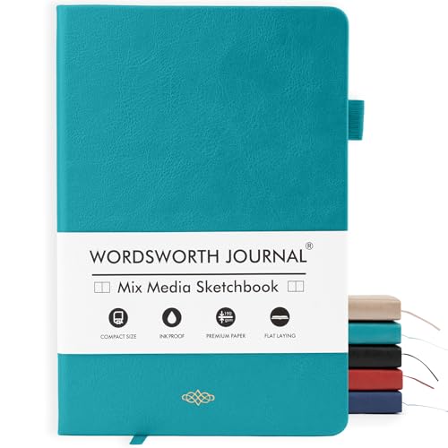 Wordsworth & Black Mixed Media Journal, 96 Pages, A5 Paper, Turquoise - color: Turquoise