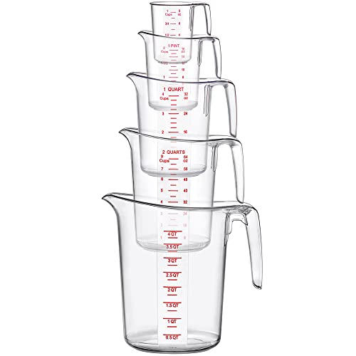 Melissa - Plastic Measuring Cups (5-Piece Set), Food-Grade Measuring Jugs, 1/2/4/8/16-Cup Capacity, Unbreakable, Stackable, Dishwasher-Safe, Great for Oil, Vinegar, Flour, and More - style: 5-Piece Set (1/2/4/8/16-Cup)