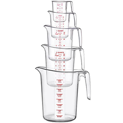 Melissa - Plastic Measuring Cups (5-Piece Set), Food-Grade Measuring Jugs, 1/2/4/8/16-Cup Capacity, Unbreakable, Stackable, Dishwasher-Safe, Great for Oil, Vinegar, Flour, and More - style: 5-Piece Set (1/2/4/8/16-Cup)