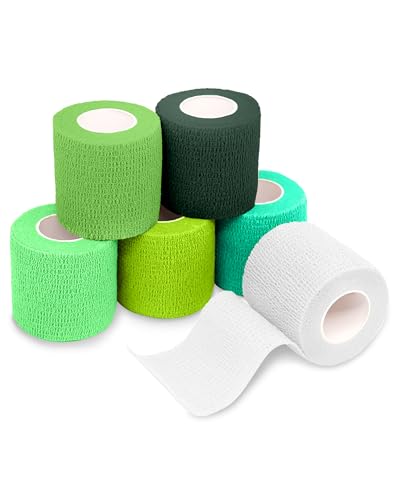 FriCARE Self Adhesive Bandage Wrap, Medical Tape in First Aid Kit | Elastic Cohesive Bandages for Sports/Vet/Wrist Ankle Wounds, 2 Inches X 5 Yards, Latex-free 6 Rolls, Willow Grove - color: Willow Grove