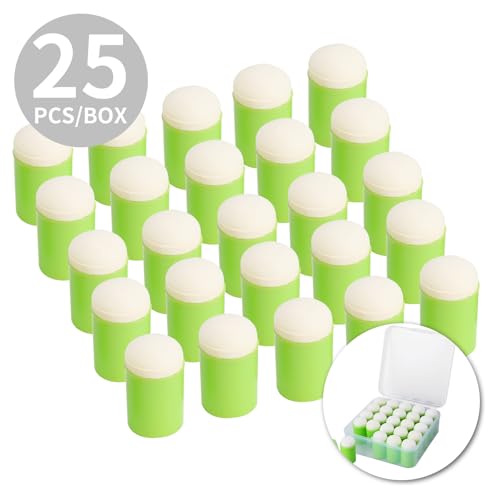 25PCS Sponge Daubers W/Storage Case - Perfect for Use with a Variety of Coloring Mediums Such as Inks, Paints, Chalks, and More - Fits Over The Finger and Makes Blending Accuracy Easier - color: Green