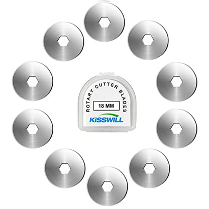 18mm Rotary Cutter Blades 10 Pack, Fits OLFA Rotary Circle Cutter Replacement for Quilting Scrapbooking Sewing Arts&Crafts, Sharp and Durable (18MM) - color: 18MM Blades
