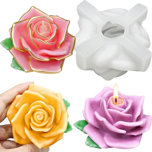 Rose Candle Molds, Bloom Large Rose Flower Candle Molds - color: 1 Pcs Large Rose Silicone Molds