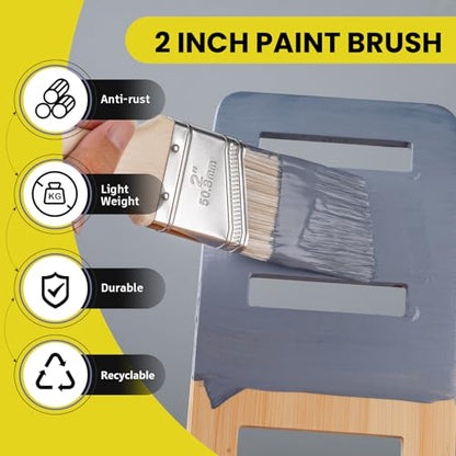 Mister Rui 3-Pack 2 Inch Angled Paint Brushes, Sash Brushes for Trim & Wall | Synthetic Edging Paint Brush Short Handle, Smooth Finish for Professional & DIY Use Cabinets & Furniture, Oil & Latex Paint - size: 3PCS, 2" Short