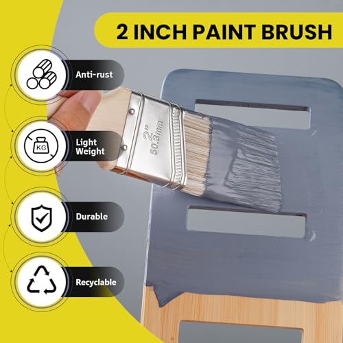 Mister Rui 3-Pack 2 Inch Angled Paint Brushes, Sash Brushes for Trim & Wall | Synthetic Edging Paint Brush Short Handle, Smooth Finish for Professional & DIY Use Cabinets & Furniture, Oil & Latex Paint - size: 3PCS, 2" Short