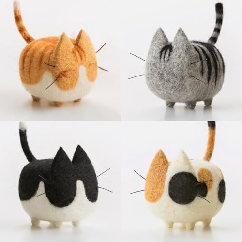 Truslin Needle Felting Kit, 4 Pcs Doll Making Needle Felting Starter Kit | with Instruction, Wool Felting Mat and DIY Needle Felting Supply for DIY Craft Animal Home Decoration - color: 1# 4pcs