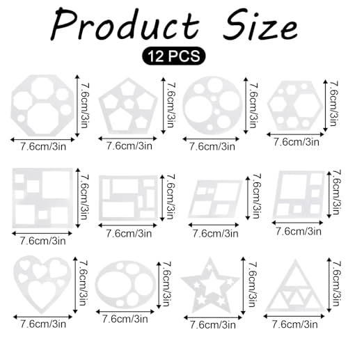12 Pcs Mini Drawing Stencil Geometric Stencils Circle Square Heart Star Template Set for Painting Basic Shape Tracing Simple Drawing Stencils for Classroom Painting DIY Craft (3x3 Inches) - size: Mini