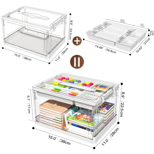 24QT 1Pack Craft Organizers and Storage with Tray, Craft Storage Box | Art Supply Organizer and Storage with Lid for Medicine Cabinet, Medicine Cabinet Organizer, Sewing, Playdoh and Tools - size: 24QT 1-Pack