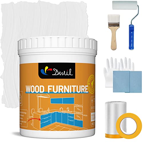 DWIL Acrylic Wood Paint for Furniture - Semi-Gloss Paint Suitable for Wood Surface Renovation, Water-Based All match Paint, Non-Toxic & Odorless, Eco-Friendly & Healthy (32OZ, White) - color: White