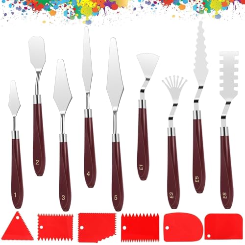 EEEKit Palette Knife Set: 15PCS - Painting Tools for Oil Canvas/Watercolor/Acrylic