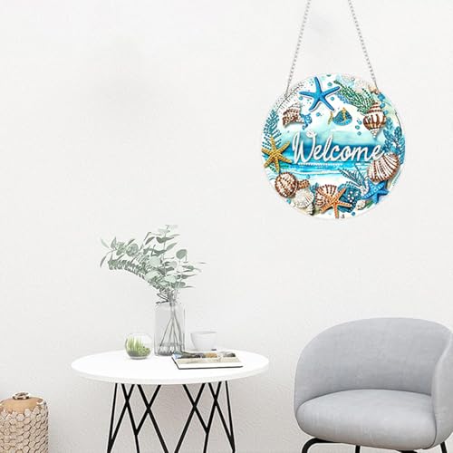 ARPADAMO Hanging Ornament Diamond Art Kits for Adults Shell Beach 7.2x7.2in | 5D DIY Special Shaped Pearl Crystal Coastal Conch Acrylic Pendant Diamond Painting Kit, Window Hanging Gift for Home Garden - color: DP03980