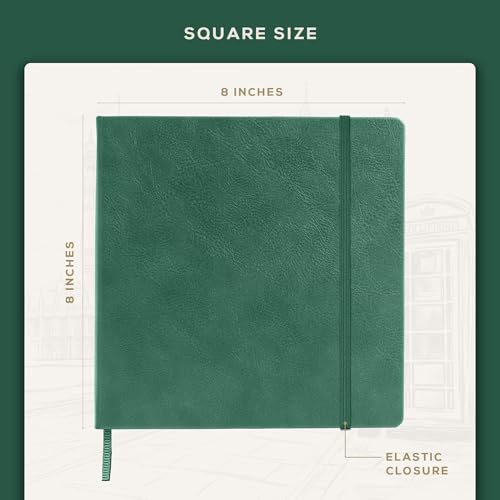 Beechmore Books 8x8 Square Mixed Media Sketchbook 160 GSM/98lb, Gift Box - color: Dartmouth Green, size: Square - 8" x 8"