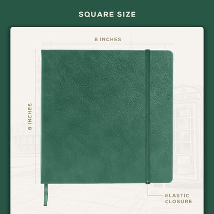 Beechmore Books 8x8 Square Mixed Media Sketchbook 160 GSM/98lb, Gift Box - color: Dartmouth Green, size: Square - 8" x 8"