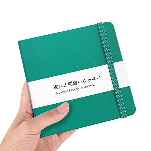 5x5" Sketchbook,Pocket Hardcover Notebooks,Sketch Books for Drawing Writing | 80gsm Blank Pages,96Sheet/192Pages,PU Leather Cover,Portable Small Size for Sketching,Diary Memo Planner.Dark Green - color: A-PU-dark green