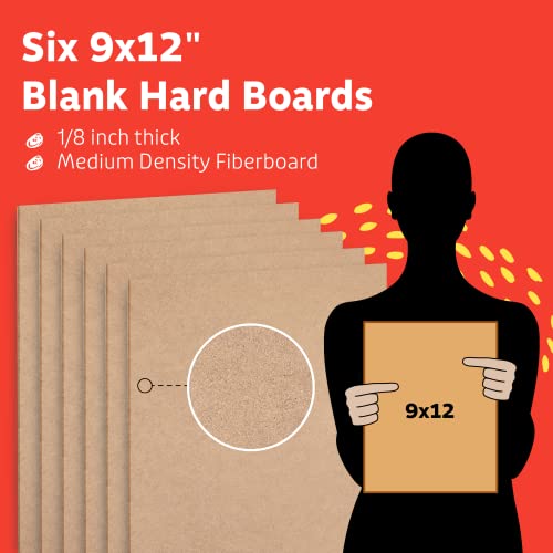 Artlicious - 9x12 Hardboard 6 Pack - Great Alternative to Canvas Panel Boards - size: 9x12-6 pack