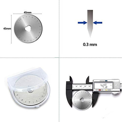 45mm Rotary Cutter Blades, 10 Pack 45mm Replace Rotary Blades Fits Fiskars, Olfa, Martelli, Truecut, DAFA Rotary Cutters for Quilting Scrapbooking Sewing Arts & Crafts, Sharp and Durable - color: 45MM Square hole Blades