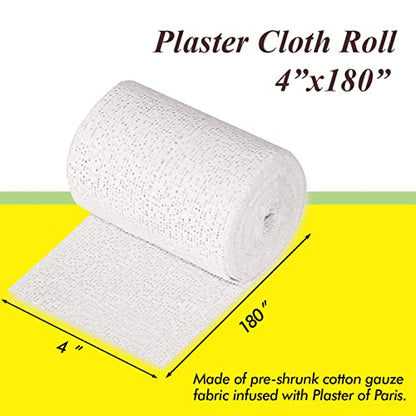 8 Pack 4'' x180'' Plaster Cloth Rolls, 500 GSM Strip Gauze Bandages | for Craft Projects, Mask Making, Belly Casts, Body Molds - size: 4 Inch x 180 Inch(8 Pack)