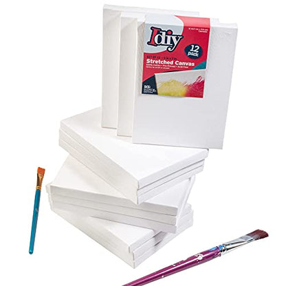 iDIY Stretched Canvas Board 5 x 7 (Set of 12) 5/8" - Classic White Blank, Pre Primed for Oils or Acrylics, 100% Cotton, Acid Free - Professional Grade for Painting or Art Project, Craft, Mixed Media - size: 5 x 7 inches (set of 12)