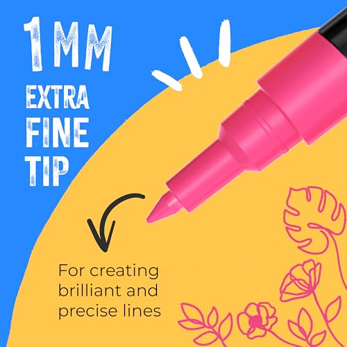 Chalkola 21 Extra Fine Tip Liquid Chalk Markers for Blackboard & Glass Pens | (Pack of 21, 1mm Tip) - Washable Liquid Chalk Pens for Dry Erase Board, Car Windows - Thin Chalkboard Markers Erasable - size: Extra Fine Tip - 1mm