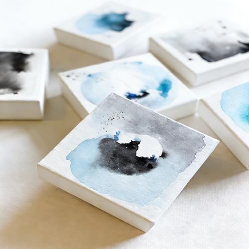 PHOENIX Gallery Depth Watercolor Canvas - 10x10 Inch/4 Pack, 1.5 in Deep 100% Cotton Water Color Square Canvases for Painting, 260g Medium Texture Canvas for Water Based Paints - size: 10"x10", style: Gallery Canvas