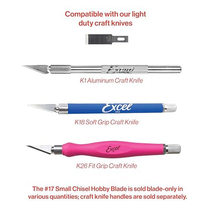 Excel Blades #17 50-Pack Chisel Craft Knife Blades, Carbon Steel, USA Made - size: Pack of 50