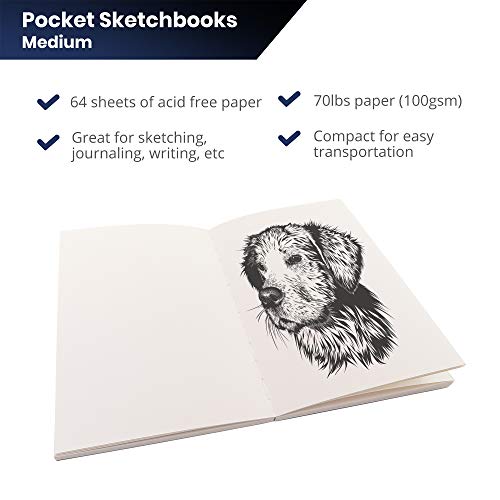 LayFlat Sketchbook - 5.5 x 8.25 Inches - Black Blank Note Book, 64 Sheets, Thick 100gsm Paper… - color: Black, size: Medium