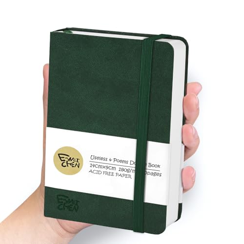 Mix Media Pad,3.5"x5.5" Small Hardcover Leather Art Sketchbook,60 Sheets(112lb/180gsm) Heavyweight Acid Free Artistic Painting Drawing Sketching Paper, Handy Pocket Journal Sketchbook.Blackish Green - color: 180gsm-blackish green