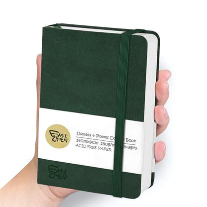 Mix Media Pad,3.5"x5.5" Small Hardcover Leather Art Sketchbook,60 Sheets(112lb/180gsm) Heavyweight Acid Free Artistic Painting Drawing Sketching Paper, Handy Pocket Journal Sketchbook.Blackish Green - color: 180gsm-blackish green
