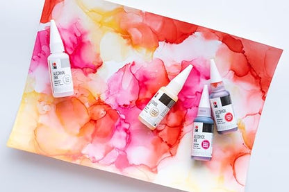 Marabu Alcohol Ink Basic Bundle – 42 Vibrant Colors, Alcohol Inks for Resin, DIY Crafts & More