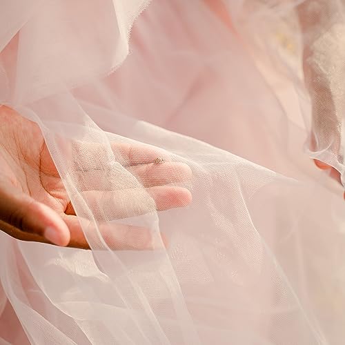 Power Mesh Fabric Superfine Stretch Net 5 Yards Long 60" Wide (Light Nude) - color: Light Nude, size: 5 Yards