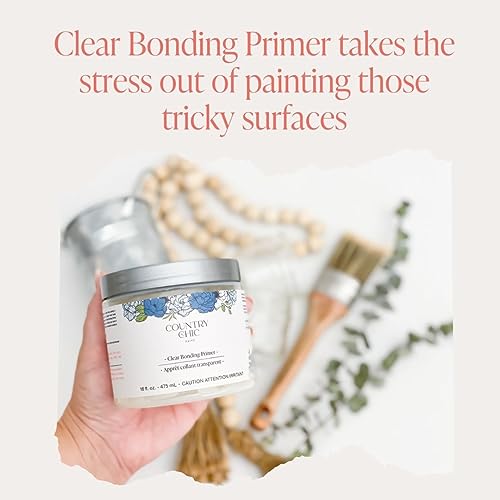 Clear Bonding Primer - Chalk Style Furniture Paint Surface Prep Clear Primer Base Coat - Adhesive Furniture & Decor Primer for Laminate, Glass, Metal, Oil-Based Paint or Stain - (4 oz) - size: sample (4 oz)