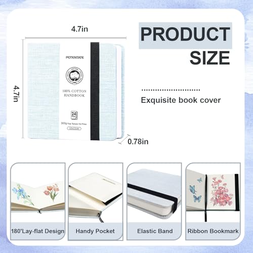 Watercolor Sketchbook - 2 Pcs Watercolor Journal 4.7x4.7, 140lb/300gsm Paper Water Color Book, Small Pocket Travel Water Color Book with Folding Pockets for Artists, Creative Journaling (Graphite) - color: Graphite, size: 4.7 x 4.7"
