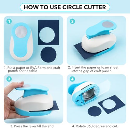 5PCS Circle Paper Punch, Handmade Scrapbook Paper Puncher, 5 Size (0.3"+ 0.6"+ 1" +1.5"+2") of Scrapbooking Punches Crafting Designs for Office Supplies, Card Making, DIY Albums Photos - color: 0.3"+ 0.6"+ 1" +1.5"+2"
